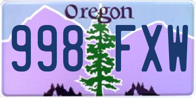 OR license plate 998FXW
