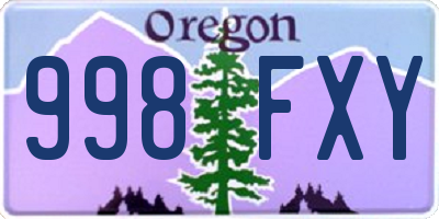 OR license plate 998FXY