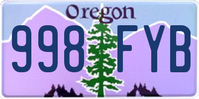 OR license plate 998FYB