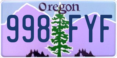 OR license plate 998FYF