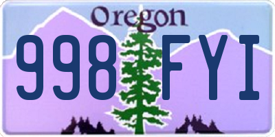 OR license plate 998FYI