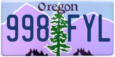 OR license plate 998FYL