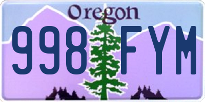 OR license plate 998FYM