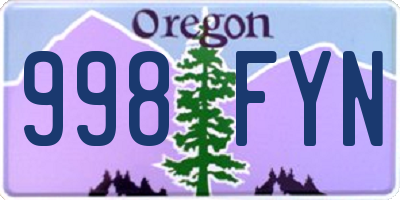 OR license plate 998FYN