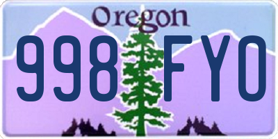 OR license plate 998FYO