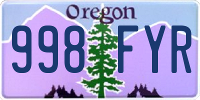 OR license plate 998FYR