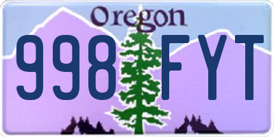 OR license plate 998FYT