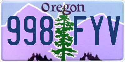 OR license plate 998FYV