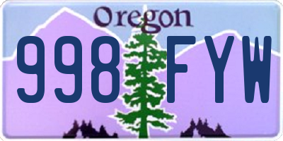OR license plate 998FYW
