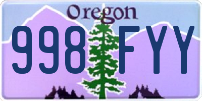 OR license plate 998FYY