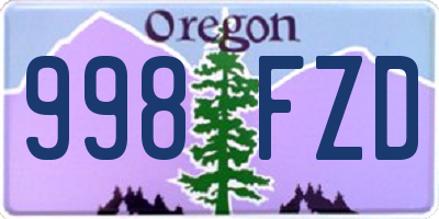 OR license plate 998FZD