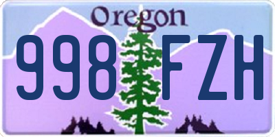 OR license plate 998FZH