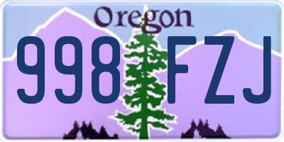 OR license plate 998FZJ