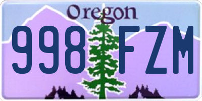 OR license plate 998FZM