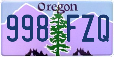 OR license plate 998FZQ