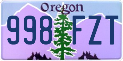 OR license plate 998FZT