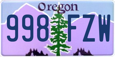 OR license plate 998FZW