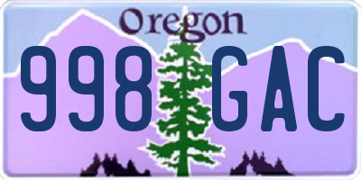 OR license plate 998GAC