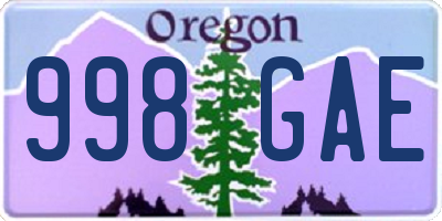 OR license plate 998GAE