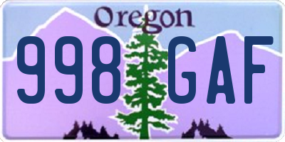 OR license plate 998GAF