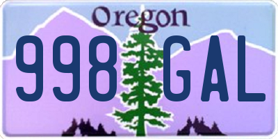 OR license plate 998GAL