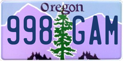OR license plate 998GAM