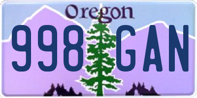 OR license plate 998GAN