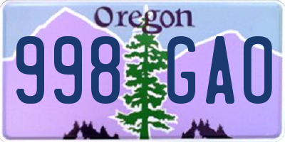 OR license plate 998GAO