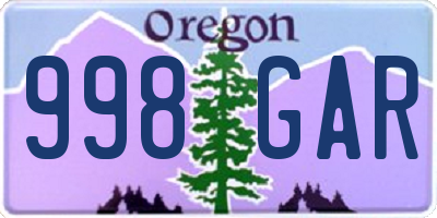 OR license plate 998GAR