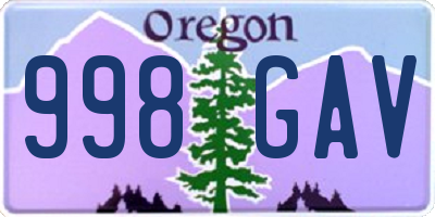 OR license plate 998GAV