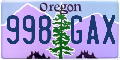 OR license plate 998GAX