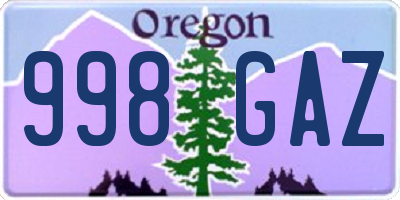 OR license plate 998GAZ