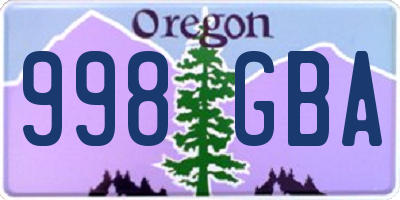 OR license plate 998GBA