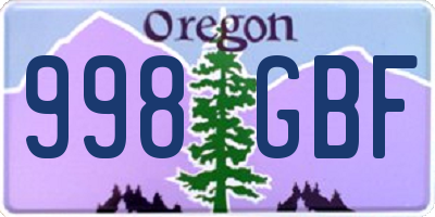 OR license plate 998GBF