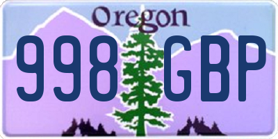 OR license plate 998GBP