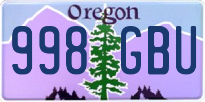 OR license plate 998GBU