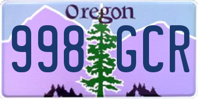 OR license plate 998GCR