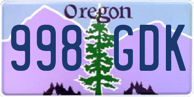 OR license plate 998GDK