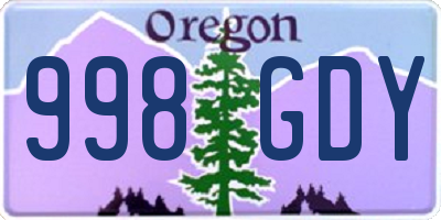 OR license plate 998GDY