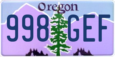 OR license plate 998GEF
