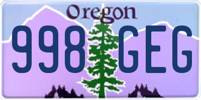 OR license plate 998GEG