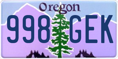 OR license plate 998GEK