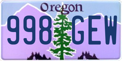 OR license plate 998GEW