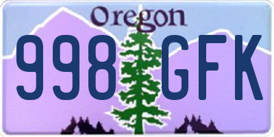 OR license plate 998GFK