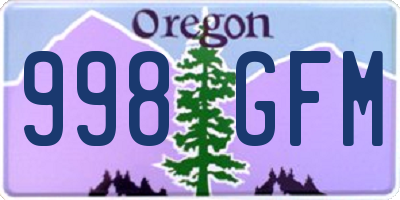 OR license plate 998GFM