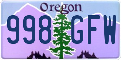 OR license plate 998GFW