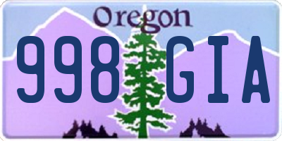 OR license plate 998GIA