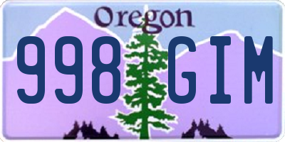 OR license plate 998GIM