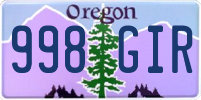OR license plate 998GIR