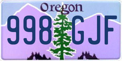 OR license plate 998GJF